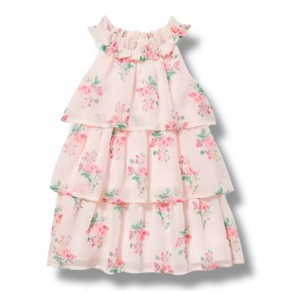Janie & Jack | Floral Tiered Chiffon Dress (8) 💐 - Picture 1 of 10